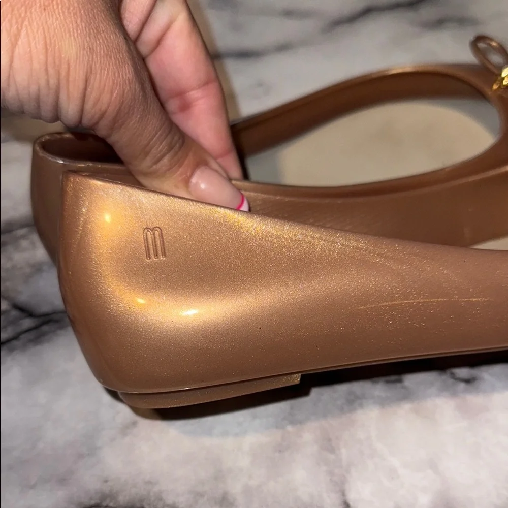 Mini Melissa gold ballerina flats